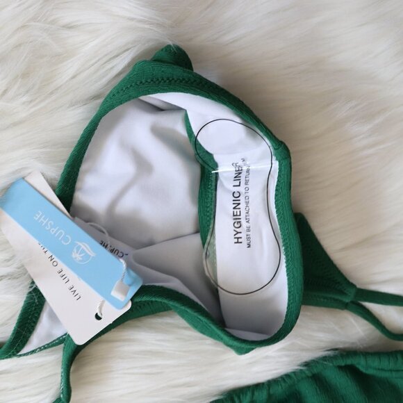 NEW Green String Triangle Bikini Set Size Small - Picture 5 of 9
